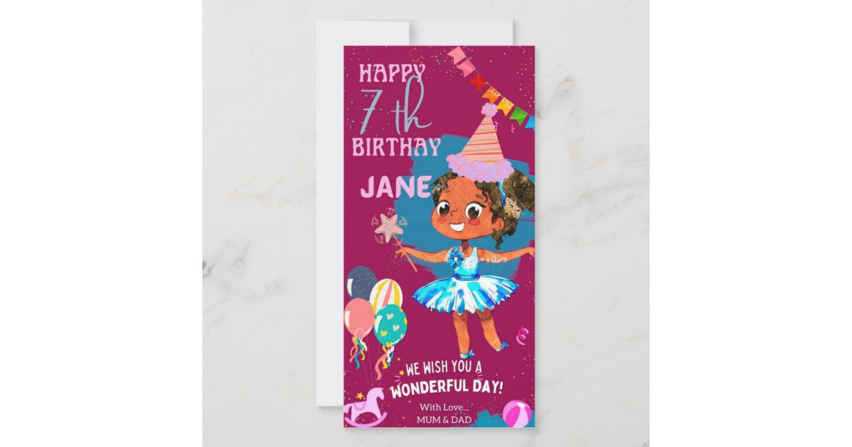 Happy 7th Birthday Girl: Pretty Butterflies | Greeting Card