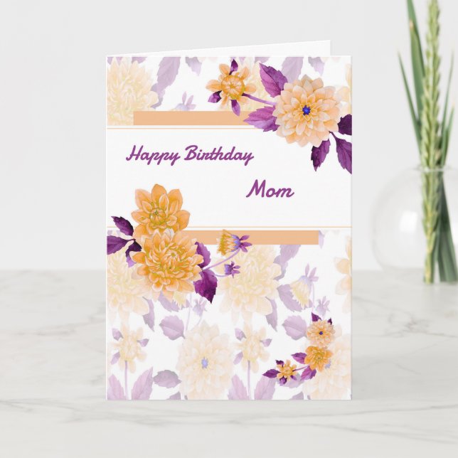 Birthday Card for Mom with Peach Flowers (Front)