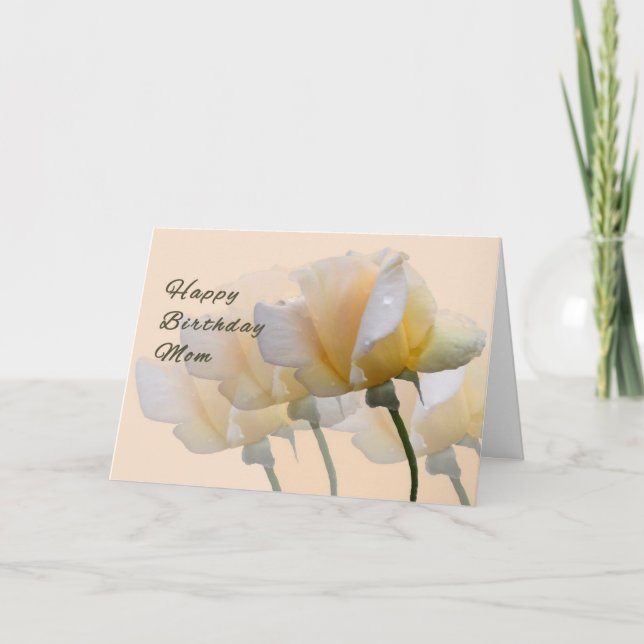 Birthday, Card, for Mom with Yellow Roses Card (Front)