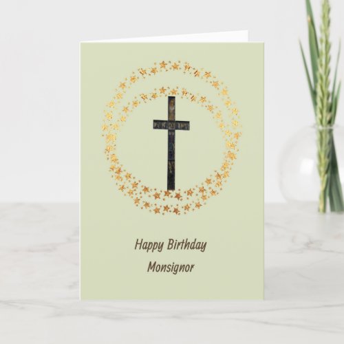 Birthday Card for Monsignor with Cross