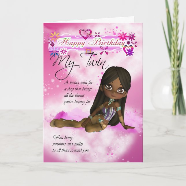 Birthday card for My Twin, Moonies Cutie Pie colle (Front)