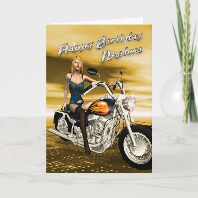 Birthday card for nephew with a motorbike (Front)