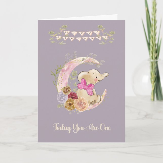 Birthday Card for One Year Old Baby Girl (Front)