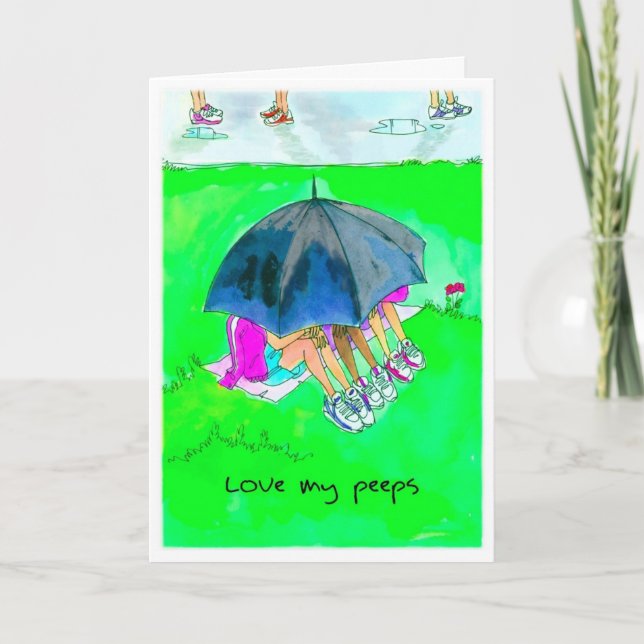 Birthday Card for Runner - Running Peeps (Front)