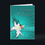 Birthday card for sister-in-law, with a lily<br><div class="desc">A pure white lily on a background of delicate scroll work. A gorgeous card for any lady.</div>