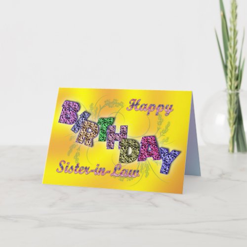 Birthday card for sister_in_law with floral text