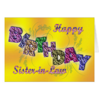 Birthday card for sister-in-law with floral text