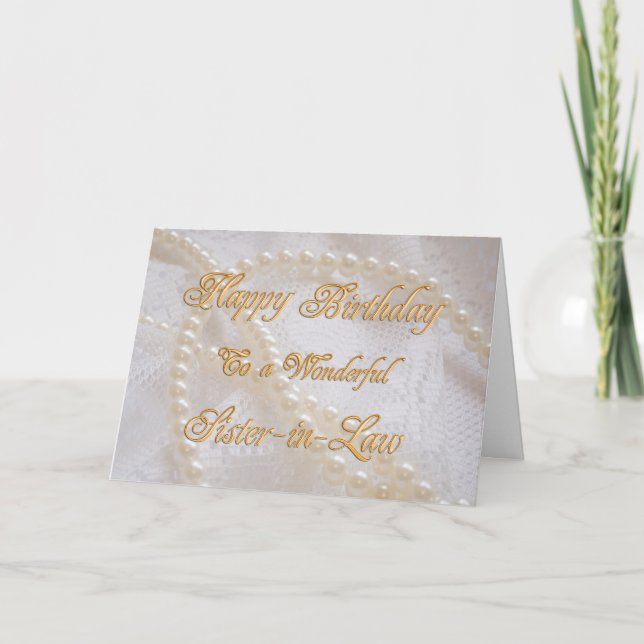 Birthday card for sister-in-law with pearls (Front)