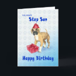 Birthday card for step son with a puppy<br><div class="desc">A birthday card with a cute boxer puppy. What could be better for a dog-lover? this playful little pup will steal your heart! A dog birthday card for a step son.</div>