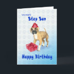 Birthday card for step son with a puppy<br><div class="desc">A birthday card with a cute boxer puppy. What could be better for a dog-lover? this playful little pup will steal your heart! A dog birthday card for a step son.</div>