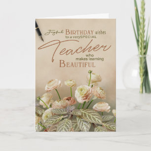 Birthday Card For Teachers With Pastel Floral 