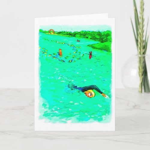 Birthday Card for Triathlete _ Swimming Off Course