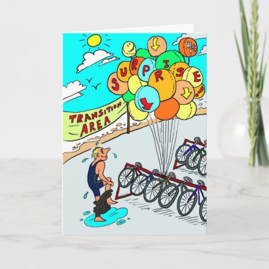 Birthday Card for Triathlete Triathlon Balloons