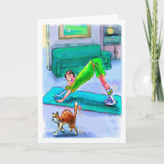 Birthday Card for Yoga Lover - Downward Dog (Front)
