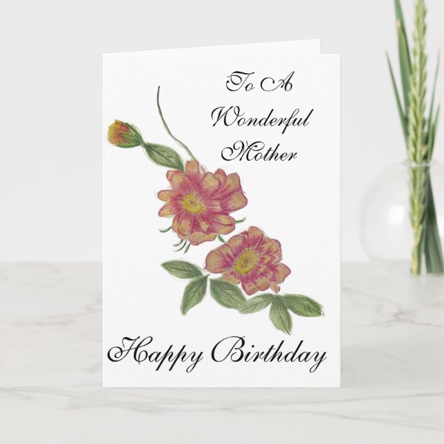 Birthday Card for your mom watercolour Pencil  (Front)