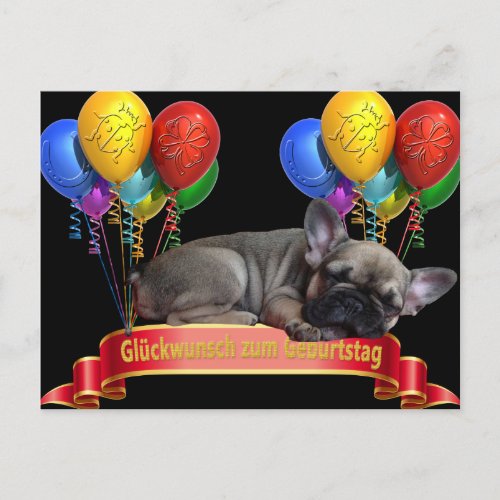 birthday card French Bulldog postcard