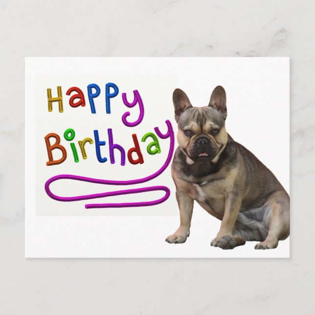 Birthday card French Bulldog postcard (Front)