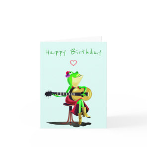 Birthday Card Frog Playing Guitar Funny