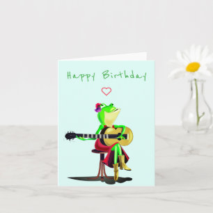 Birthday Card Frog Playing Guitar Funny