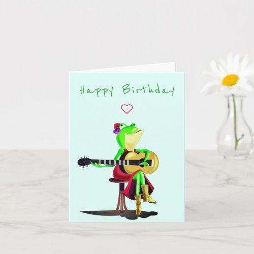 Birthday Card Frog Playing Guitar _ Funny