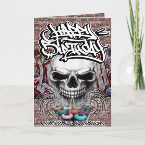 Birthday card graffiti skull