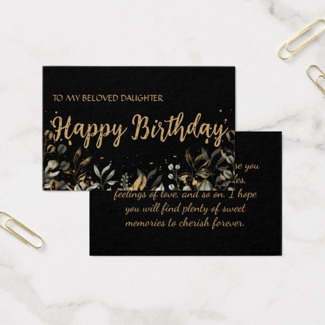 Birthday Card Greeting Elegant Black and Gold  (Office)