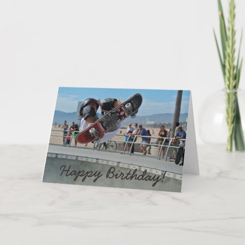 Birthday Card Guy doing Tricks on his Skateboard Card