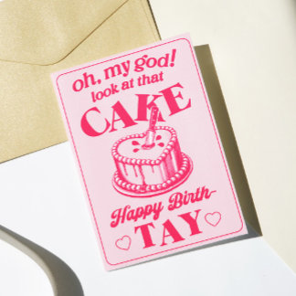 Birthday Card, Happy BirthTay, Blank Space Cake Card