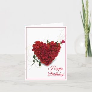 Birthday Card -Heart-Red Roses