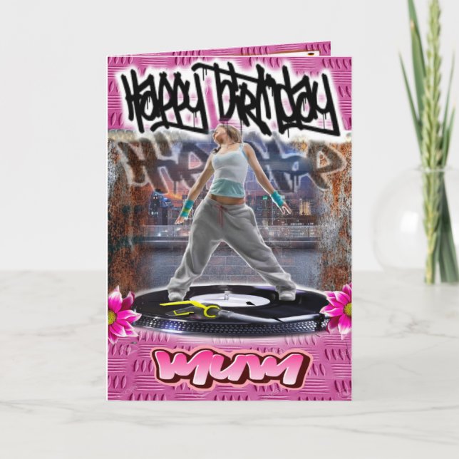 Birthday card hip hop girl (Front)