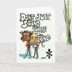 Birthday card, humorous, with shaky cow card