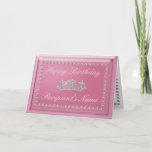 Birthday Card In Pink Diamonds And Sparkling Crown at Zazzle
