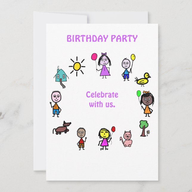 Birthday Card Invitation World Kids (Front)