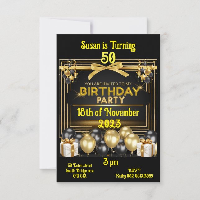 Birthday Card invite customizable and personalize (Front)