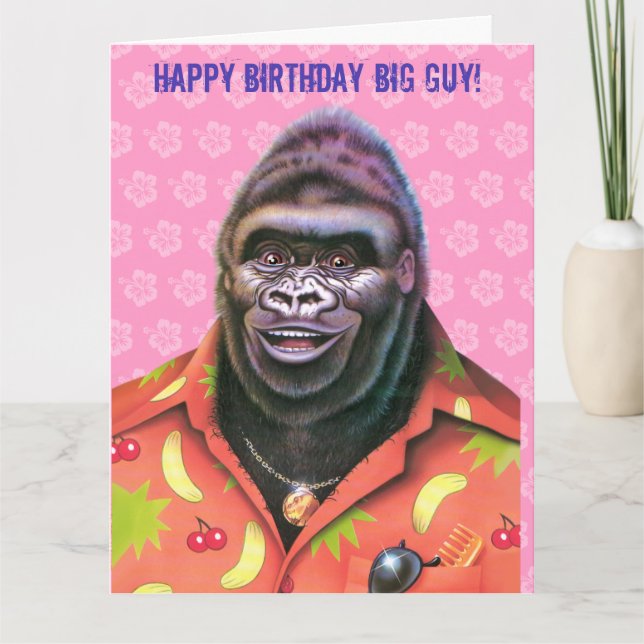 Birthday Card Large Vain Gorilla design. (Front)