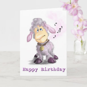 Birthday Card Little Lamb with Bell