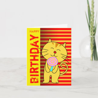 Birthday Card Lollipop Cat