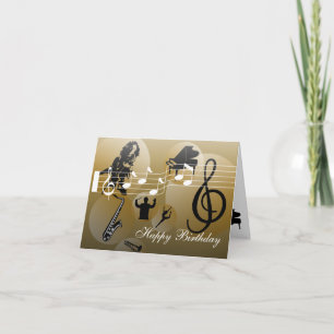 Birthday Card love Music Gold