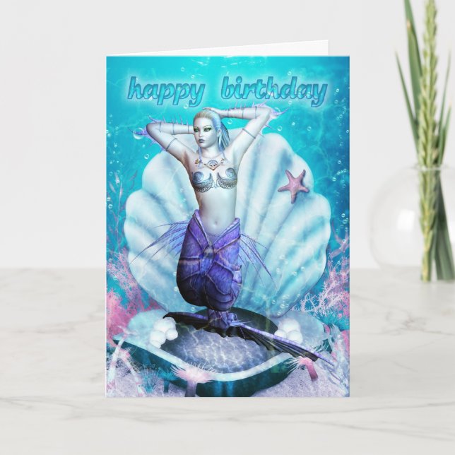 Birthday Card - Mermaid - Underwater Scenery (Front)