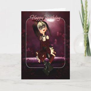 Birthday Card - Moonies Rag Doll Goth - Gothic