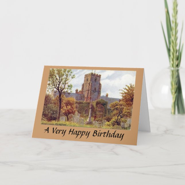 Birthday Card - Parish Church, Folkestone, Kent (Front)