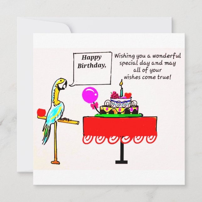 BIRTHDAY CARD - PARROT SAYING HAPPY BIRTHDAY (Front)