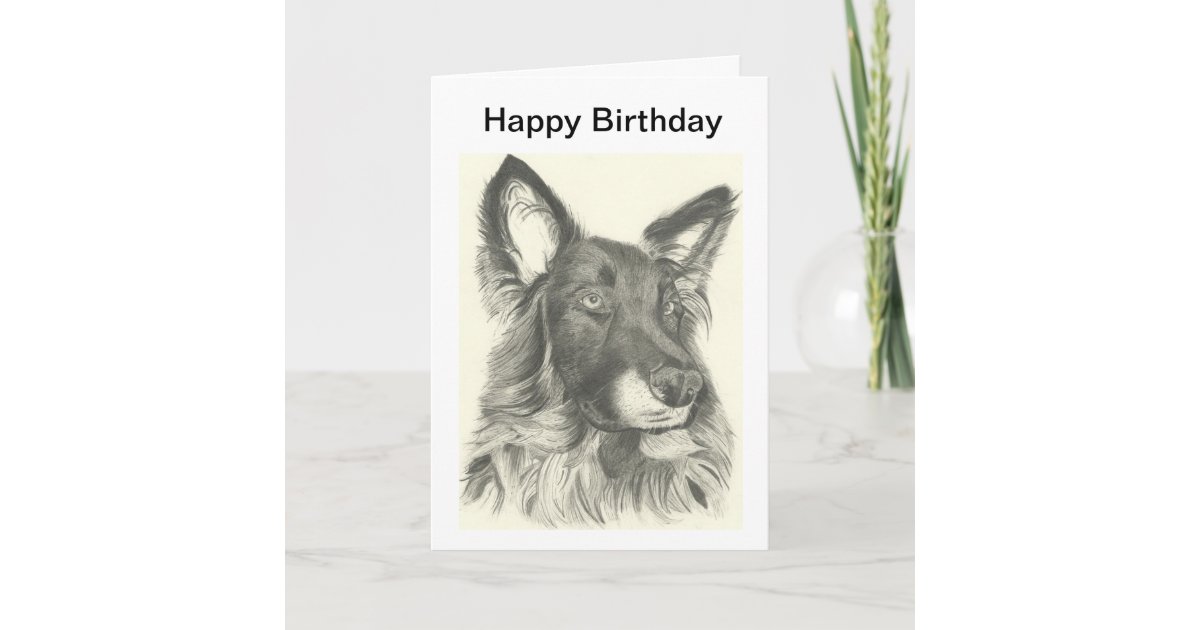 Birthday Card Pencil Drawing Of A German Shepherd Zazzle Com