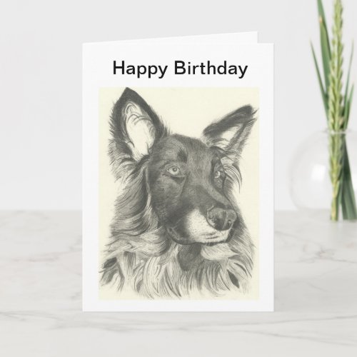 Birthday Card Pencil Drawing of a German Shepherd