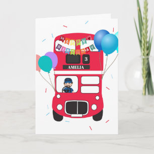 Birthday Card - Personalized Big Red Bus