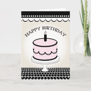 Pink And Black Cake Birthday Cards & Templates | Zazzle