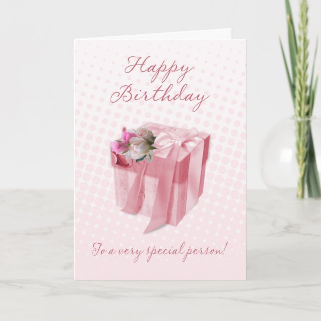 Birthday Card - Pink Gift Box - To A Very Special (Front)