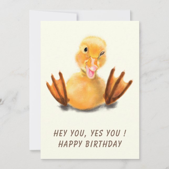 Birthday Card Playful Winking Yellow Duck - Funny (Front)