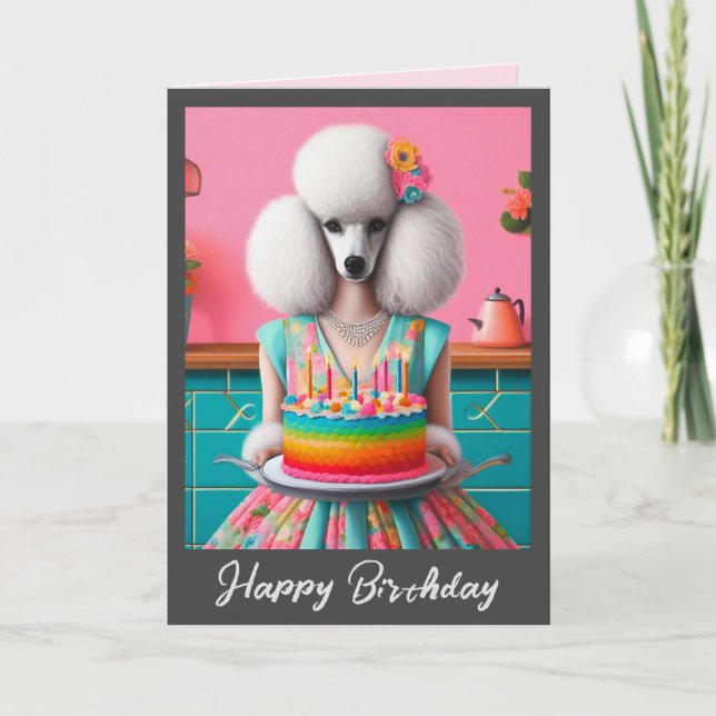 Birthday Card | Poodle Dog Birthday Cake 7 Candles (Front)