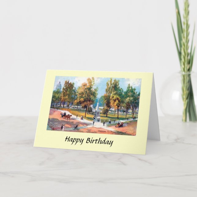 Birthday Card - Portland, Oregon - The Plaza (Front)